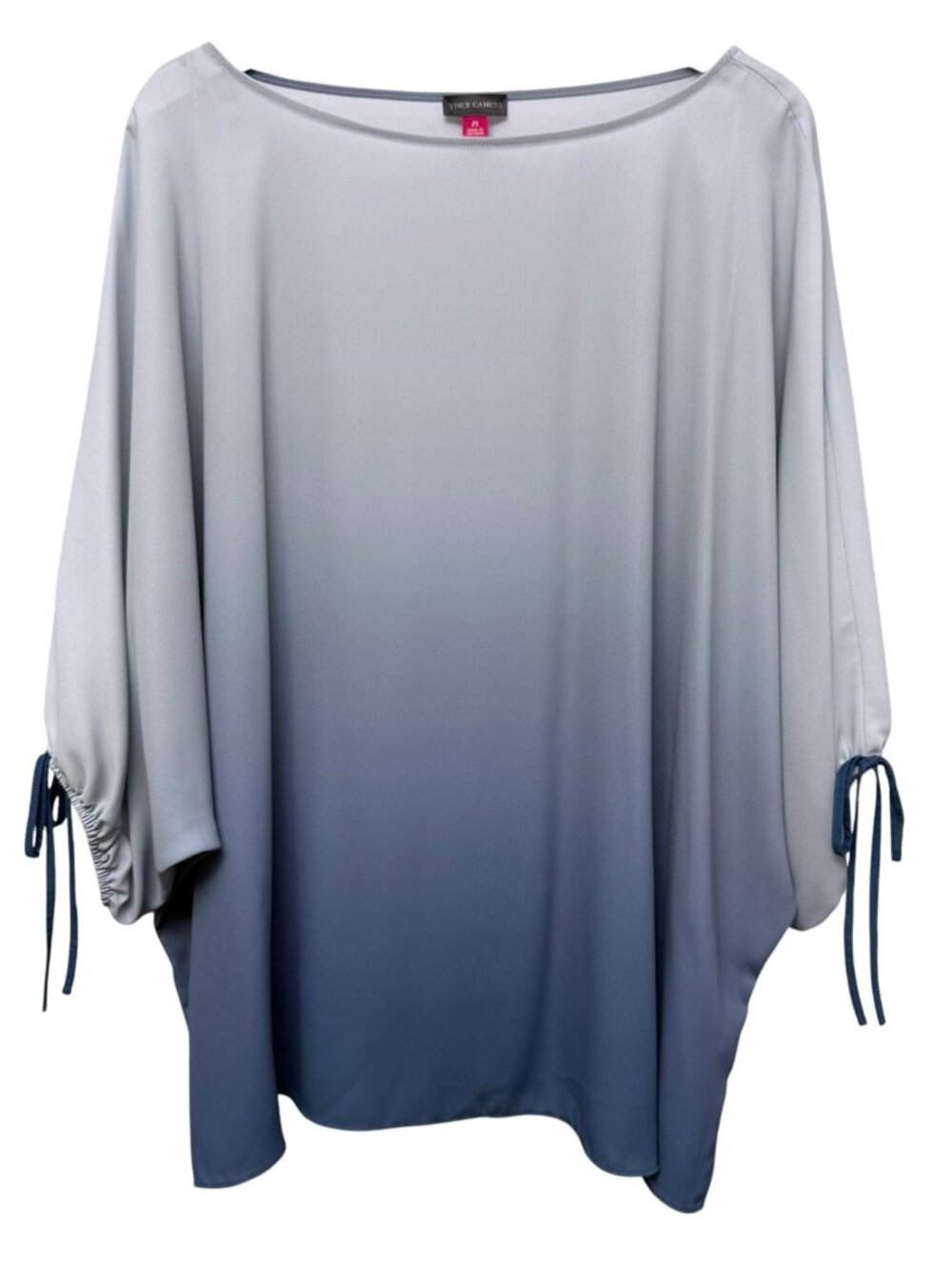 VINCE CAMUTO Blue Ombre Blouse Womens Plus Size 2X Dolman Sleeve Tunic Top